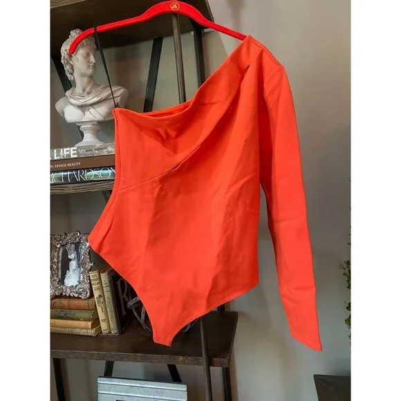 NBD Aaliyah Bodysuit Red Orange Women's Size Small - Picture 6 of 12